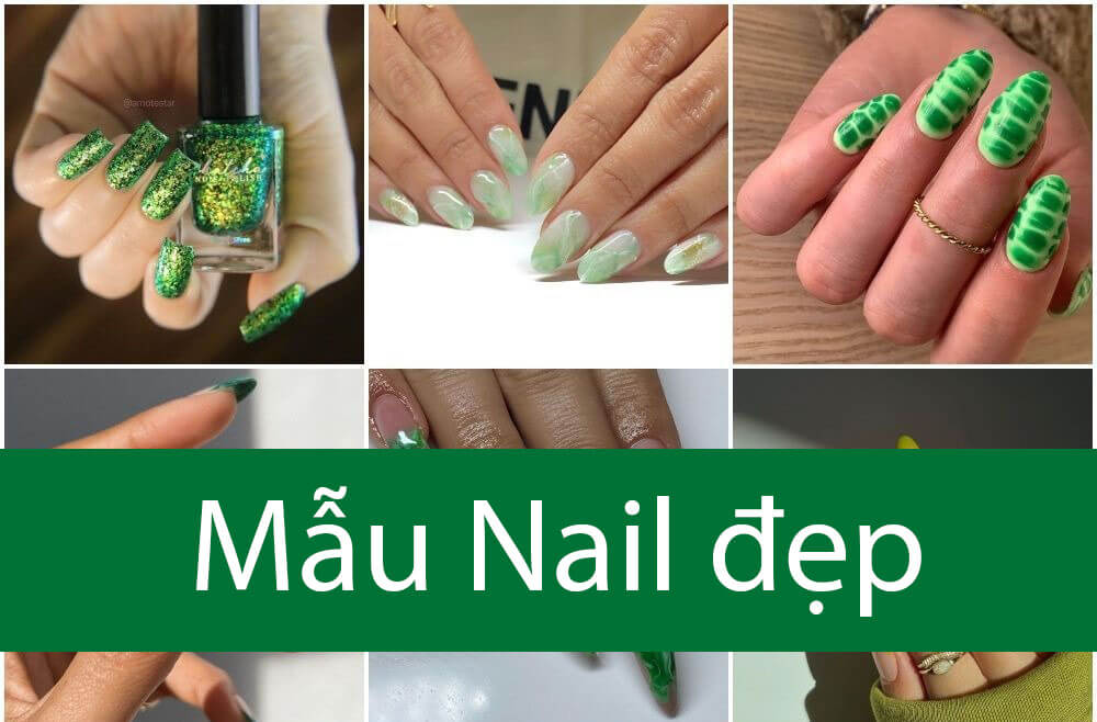 25 Mẫu Nail đẹp màu xanh lá cây đơn giản, nhẹ nhàng và sang trọng (thiết kế ấn tượng) - Sao Hải Vương