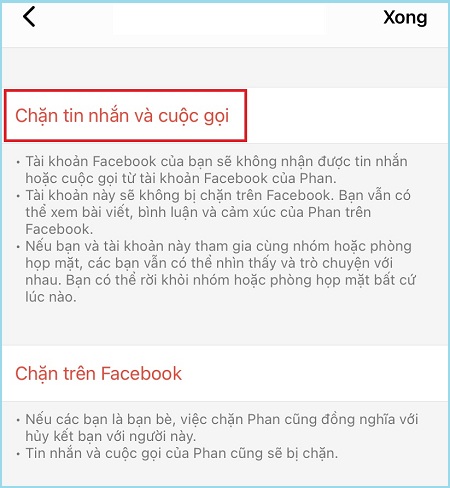 Chọn Chặn tin nhắn và cuộc gọi.