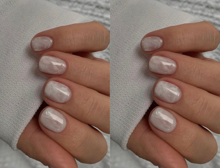 Nail ombre trắng thanh lịch