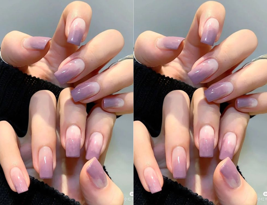 Nail ombre màu tím