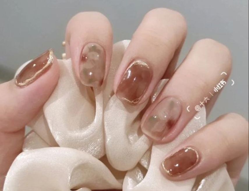 nail ombre vẽ hoa