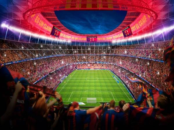 Toàn cảnh sân vận động Camp Nou trong ngày hội bóng đá